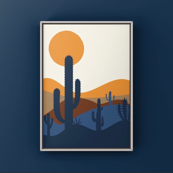 Featuredart Other - Mid century modern desert cactus sunset art print